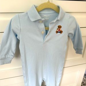 Ralph Lauren Polo bear soft cotton footed coverall.
